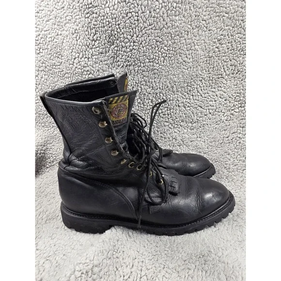 Justin 763 Men's Double Comfort Collection Black Leather Work Boots‎ sz 12 B